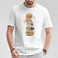 かわいい猫、本好きの猫 Tシャツ 面白い贈り物