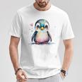 ちょっと可愛い赤ちゃんペンギンの鳥とハートのペンギン。 Tシャツ 面白い贈り物
