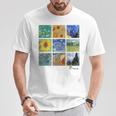 ひまわりと星月夜のゴッホ絵画コラージュ Tシャツ 面白い贈り物
