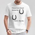 後蹴りに注意 蹄鉄 馬好き 馬術部 キッズ 大人 親子ペア バックプリント Tシャツ 面白い贈り物