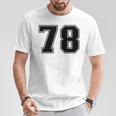 番号 78 ブラック スポーツファン ジャージ ナンバー Tシャツ 面白い贈り物