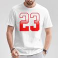 白赤番号 23 スポーツチーム Tシャツ 面白い贈り物