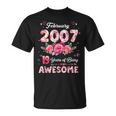 19歳 2007年2月 花柄 19歳 誕生日 男性 女性 Tシャツ