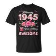 81歳 1945年2月 花柄 81歳 誕生日 男性 女性 長袖tシャツ Tシャツ