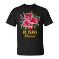 95歳 祝福されたかわいいバラの花 95歳 95歳の誕生日 Tシャツ