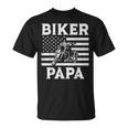 Biker Papa Us Flag Motorcycle Patriot Dad Daddy Grandpa Men T-Shirt