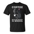 Black Cat Drinking Coffee Because Murder Is Wrong Retro For Women T-Shirt Black Cat Drinking Coffee Because Murder Is Wrong Retro For Women T-Shirt