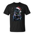 Chat Noir Guirlande Lumineuse Du Père Noël Chat Du Père Noël Manche Longue T-Shirt