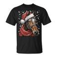 Cheval Enneigé Avec Bonnet De Père Noël D'hiver T-Shirt