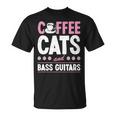 Coffee Cats And Bass Guitars ベースギタリスト 猫とコーヒー 長袖tシャツ Tシャツ