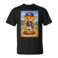Cool Teddy Bear Baseball Player Illustration Graphic s Tシャツ