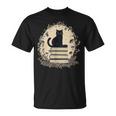 Cute Cat Sitting On Books With Mushrooms Cottage Core T-Shirt