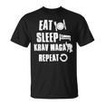 Divertida Krav Maga Eatleep Krav Maga Repeat Camiseta unisex
