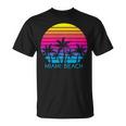Miami Beach Florida Retrointage Atardeceracacionesiajes Manga Larga Camiseta unisex