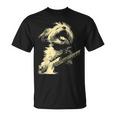 ギターロッカー ギタリスト 動物 パンク グランジ犬とマルチーズ Tシャツ