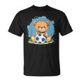 サッカーボール付きのかわいいテディベア Tシャツ