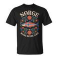サーモン ノルウェー Rosemaling 花柄 フィヨルド 自然 Norge Tシャツ