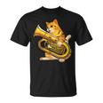 チューバを弾く面白い猫ギフト かわいい子猫ミュージシャンファン Tシャツ