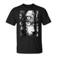 不気味な漫画 少女 怖い目 ホラー ハロウィン 恐ろしい Tシャツ