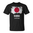 仙台ジャパン 休暇お土産 日本国旗 アンティーク調 Tシャツ