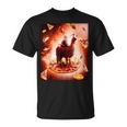 宇宙 猫 ライディング ラマ ユニコーン ピザ Tシャツ