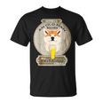 幸せはビールを持つ老人にあり 秋田犬 Tシャツ