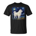 星月夜の犬 ヴァン・ゴッホ サモエド Tシャツ