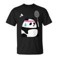 疲れきったバドミントンパンダ 面白いかわいいシャトルコック動物 Tシャツ