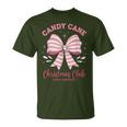 Pink Candy Cane Christmas Club Cute Coquette Bow Girl T-Shirt