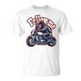 Followmeバイクに乗るゴリラのバックプリントデザイン Tシャツ