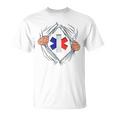 Humour Ambulancieruper-Héros Ambulance Drapeau Français T-Shirt