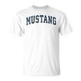 Mustang Oklahoma Ok Diseño Deportivointage Diseño Azul Marino Cuello Camiseta unisex