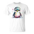 ちょっと可愛い赤ちゃんペンギンの鳥とハートのペンギン。 Tシャツ