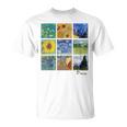 ひまわりと星月夜のゴッホ絵画コラージュ Tシャツ