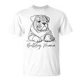 イングリッシュブルドッグ ママ ブルドッグ ママ キュート ラインアート 犬 アーティスティック Tシャツ