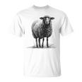 羊 アニマルプリント 動物園 ドローイング アート 絵画 羊 Tシャツ