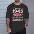 81歳 1945年2月 花柄 81歳 誕生日 男性 女性 長袖tシャツ Tシャツ 彼への贈り物