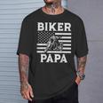 Biker Papa Us Flag Motorcycle Patriot Dad Daddy Grandpa Men T-Shirt Gifts for Him