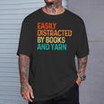 Easily Distracted By Books And Yarn Knitting T-Shirt Gifts for Him