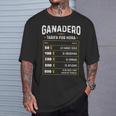 Ganadero Tarifa Por Hora De Ganadero Diseño Gracioso Camiseta unisex Regalos para él