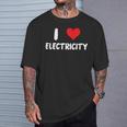 I Love Electricity ハート 電気技師ユーティリティ電気 Tシャツ 彼への贈り物