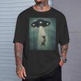 エイリアン誘拐パグ Ufo 面白い宇宙犬デザイン Tシャツ 彼への贈り物