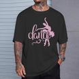 ピンクのバレエダンサー、スクリプトダンスレタリングデザイン。 Tシャツ 彼への贈り物