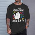 ロッククライミングホールズ クライマー キュート I Love ボルダリングと猫 Tシャツ 彼への贈り物
