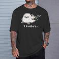 今日は飛ばない やる気ゼロなシマエナガ イラスト 長袖tシャツ Tシャツ 彼への贈り物