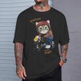 猫 バイク オートバイ おもしろ ねこ ライダース バイカー 面白い ネコ 長袖tシャツ Tシャツ 彼への贈り物