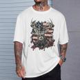 Buck White Tail Deer Hunting Hunter Distressed American Flag T-Shirt Gifts for Him