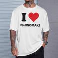 I Heart 石巻ジャパンラブ 日本のお土産品 Tシャツ 彼への贈り物
