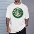 Saunabucks サウナ パロディ サウナー向け おもしろデザイン ととのう グッズ おもしろ 文字 スタバ カフェ Tシャツ 彼への贈り物