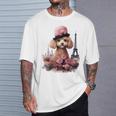 かわいい フランス パリ エッフェル塔 トイプードル パリジャンプードル 長袖tシャツ Tシャツ 彼への贈り物